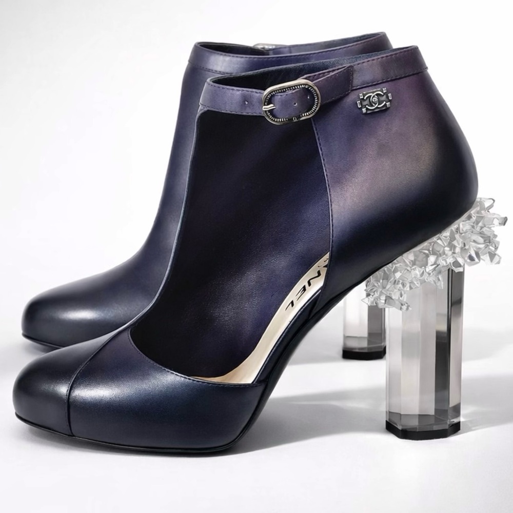 Chanel 2012 🦄Never Worn ombre cutout booties, rock crystal and lucite heels, 38